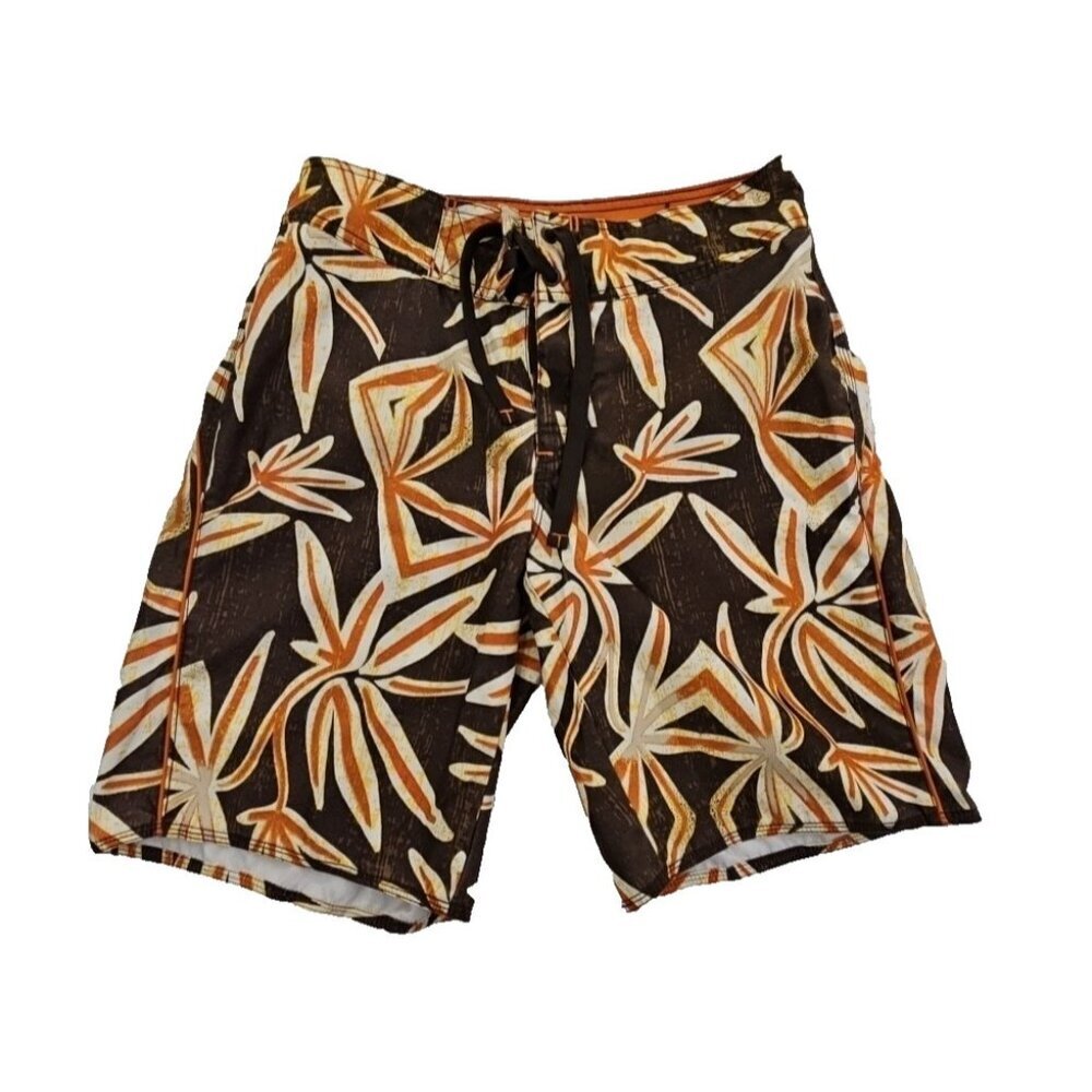 Old Navy Hawaiian Board Shorts Men's Small Hawaiian Brown Beach 10" Inseam‎ EUC